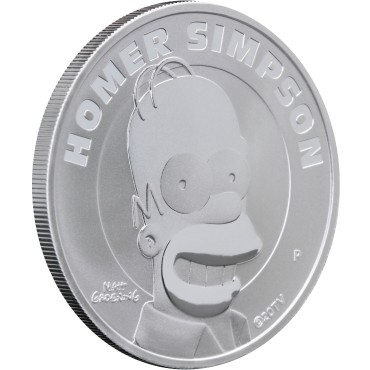 Серебряная монета 1oz Гомер Симпсон (серия "Симпсоны") 1 доллар 2022 Тувалу