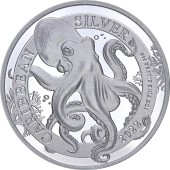 Срібна монета 1oz Карибський Восьминіг 1 долар 2022 Барбадос