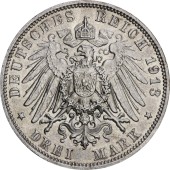 Серебряная монета "100-летие битвы при Лейпциге" 3 марки 1913 Саксония