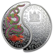 Срібна монета 1oz Рік Змії 1 доллар 2013 Фіджі (кольорова)