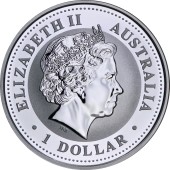 Серебряная монета 1oz Кукабарра 1 доллар 2004 Австралия (позолота)