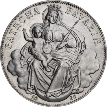 Серебряная монета "Патрона Бавария" 1 талер 1868 Бавария