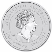 Серебряная монета 1/2oz Год Кролика 50 центов 2023 Австралия