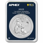 Серебряная монета 1oz Год Кролика 1 доллар 2023 Австралия (MD Premier + PCGS FirstStrike®)