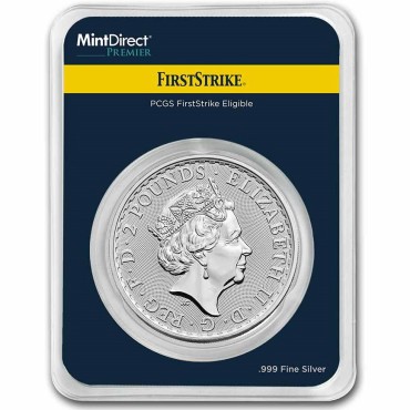 Срібна монета 1oz Британія 2 англійських фунта 2023 Великобританія (MintDirect® Premier + PCGS FS®)