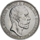 Серебряная монета "Шварцбург-Зондерхаузен" 3 марки 1909 Германская империя