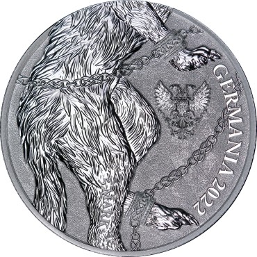 Серебряный раунд 1oz Фенрир 5 марок 2022 Польша