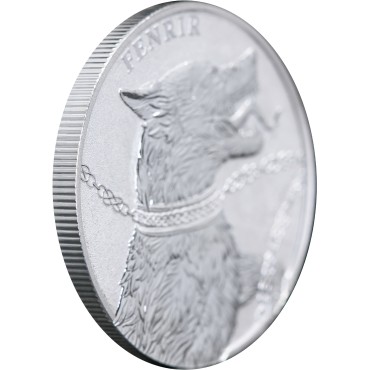 Серебряный раунд 1oz Фенрир 5 марок 2022 Польша