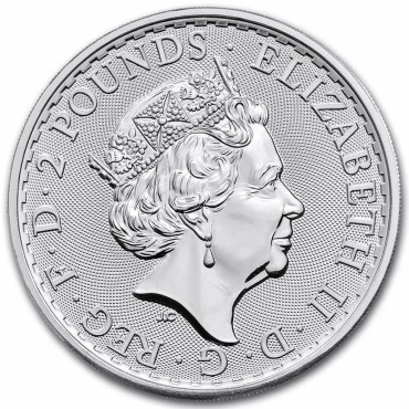 Срібна монета 1oz Британія 2 англійських фунта 2022 Великобританія (PCGS GEM BU Memorial Label)