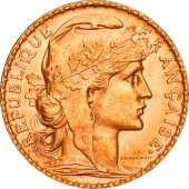 Золотая монета 20 франков 1904 Франция