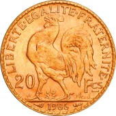 Золотая монета 20 франков 1906 Франция
