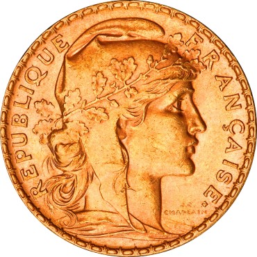 Золотая монета 20 франков 1906 Франция