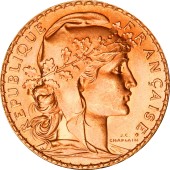 Золотая монета 20 франков 1907 Франция