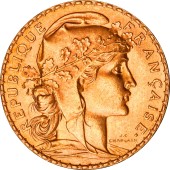 Золотая монета 20 франков 1908 Франция