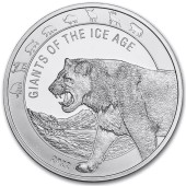 Серебряная монета 1oz Пещерный Лев 5 седи 2022 Гана