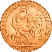 Золотая монета 20 франков 1914 Франция