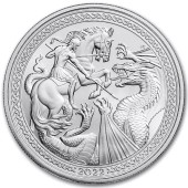 Серебряная монета 1oz Святой Георгий и Дракон 2 фунта 2022 Остров Вознесения
