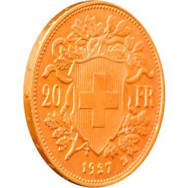 Золота монета Гельвеція 20 франків 1927 Швейцарія