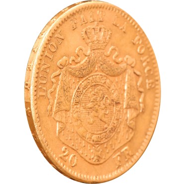 Золотая монета 20 франков 1871 Бельгия