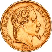 Золотая монета Наполеон III 20 франков 1864 Франция