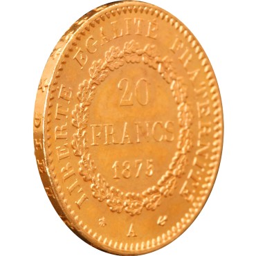 Золотая монета 20 франков 1875 Франция