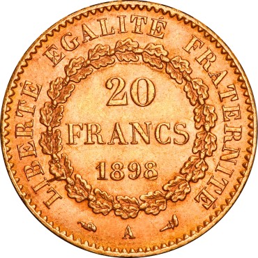 Золота монета 20 франків 1898 Франція