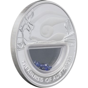 Серебряная монета 1oz Сокровища Австралии Сапфир 1 доллар 2007 Австралия