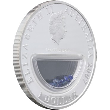 Серебряная монета 1oz Сокровища Австралии Сапфир 1 доллар 2007 Австралия