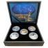 Набор серебряных монет 1oz (5 шт.) Боевые Корабли Второй Мировой Войны 1 доллар 2007 Тувалу (цветные)