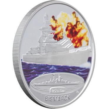 Набір срібних монет 1oz (5 шт.) Бойові Кораблі Другої Світової Війни 1 долар 2007 Тувалу (кольорові)