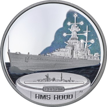 Набір срібних монет 1oz (5 шт.) Бойові Кораблі Другої Світової Війни 1 долар 2007 Тувалу (кольорові)