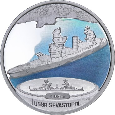 Набір срібних монет 1oz (5 шт.) Бойові Кораблі Другої Світової Війни 1 долар 2007 Тувалу (кольорові)