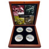 Набор срібних монет 1oz (4 шт.) Класичні Спідстери 1930-х 2 долара 2006 Острова Кука (кольорові)
