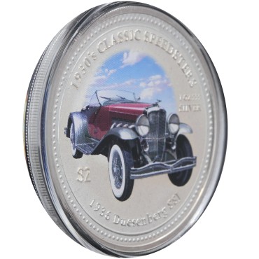 Набор серебряных монет 1oz (4 шт.) Классические Спидстеры 1930-х 2 доллара 2006 Острова Кука (цветные)