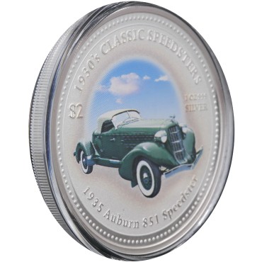 Набор серебряных монет 1oz (4 шт.) Классические Спидстеры 1930-х 2 доллара 2006 Острова Кука (цветные)