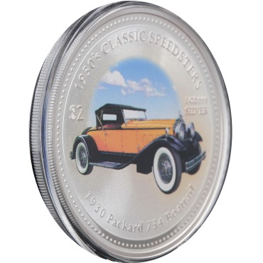 Набор серебряных монет 1oz (4 шт.) Классические Спидстеры 1930-х 2 доллара 2006 Острова Кука (цветные)