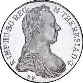 Серебряная монета Талер Марии Терезы 1780 Австрия рестрайк (пруф)