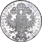 Серебряная монета Талер Марии Терезы 1780 Австрия рестрайк (пруф)
