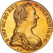 Серебряная монета Талер Марии Терезы 1780 Австрия рестрайк (позолота)