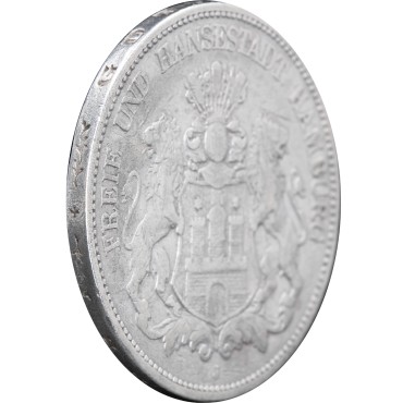 Срібна монета 5 марок 1876 Гамбург Німецька імперія
