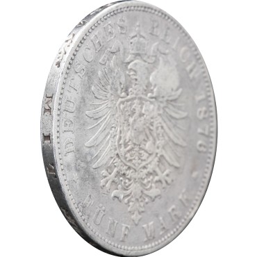Срібна монета 5 марок 1876 Гамбург Німецька імперія