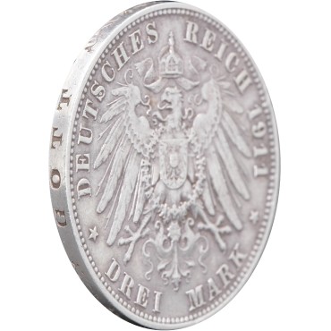 Срібна монета 3 марки 1911 Саксонія Німецька Імперія