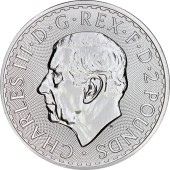 Серебряная монета 1oz Британия 2 английских фунта 2023 Великобритания (Король Карл III)