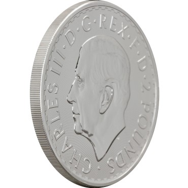 Серебряная монета 1oz Британия 2 английских фунта 2023 Великобритания (Король Карл III)
