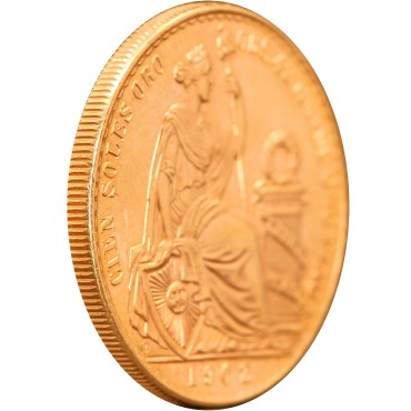 Золотая монета 100 солей 1962 Перу