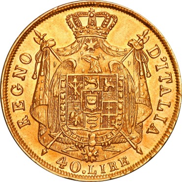 Золотая монета Наполеон I 40 лир 1814 Италия