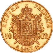 Золотая монета Наполеон III 50 франков 1857 Франция