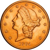 Золота монета 20 доларів США 1904
