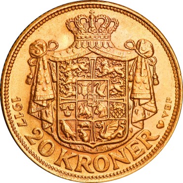 Золота монета 20 крон 1917 Данія