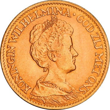 Золотая монета Королева Вильгельмина 10 гульденов 1911 Нидерланды